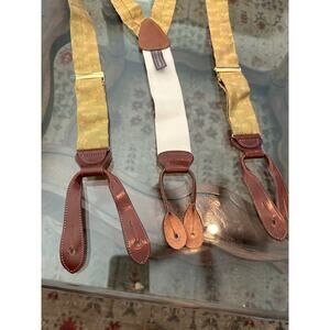 Vintage Trafalgar Men's Yellow White Silk Leather Suspenders